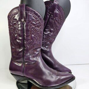 Tom Houston Mens 11 E 30 1/2 Mex Western Cowboy Boots Rare Purple Moderate Wear